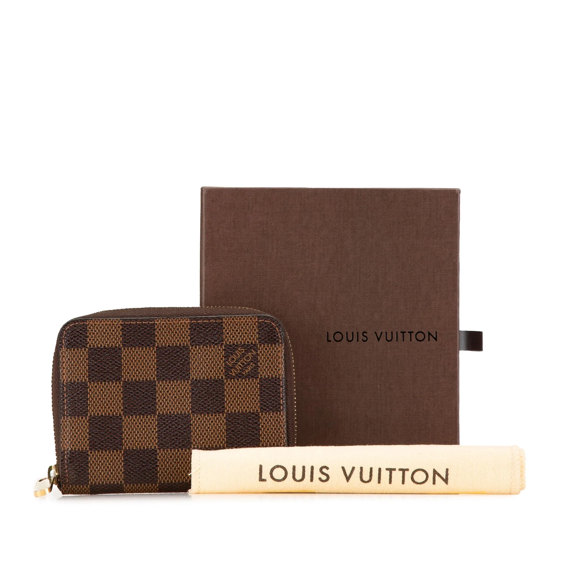 Brown Louis Vuitton Damier Ebene Zippy Coin Purse