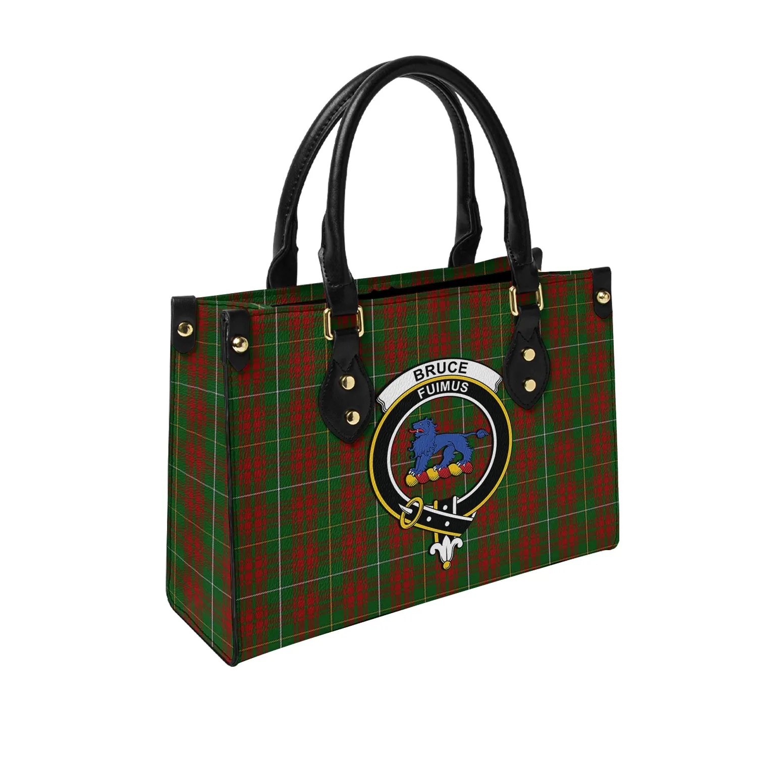 Bruce Hunting Tartan Leather Bag with Family Crest