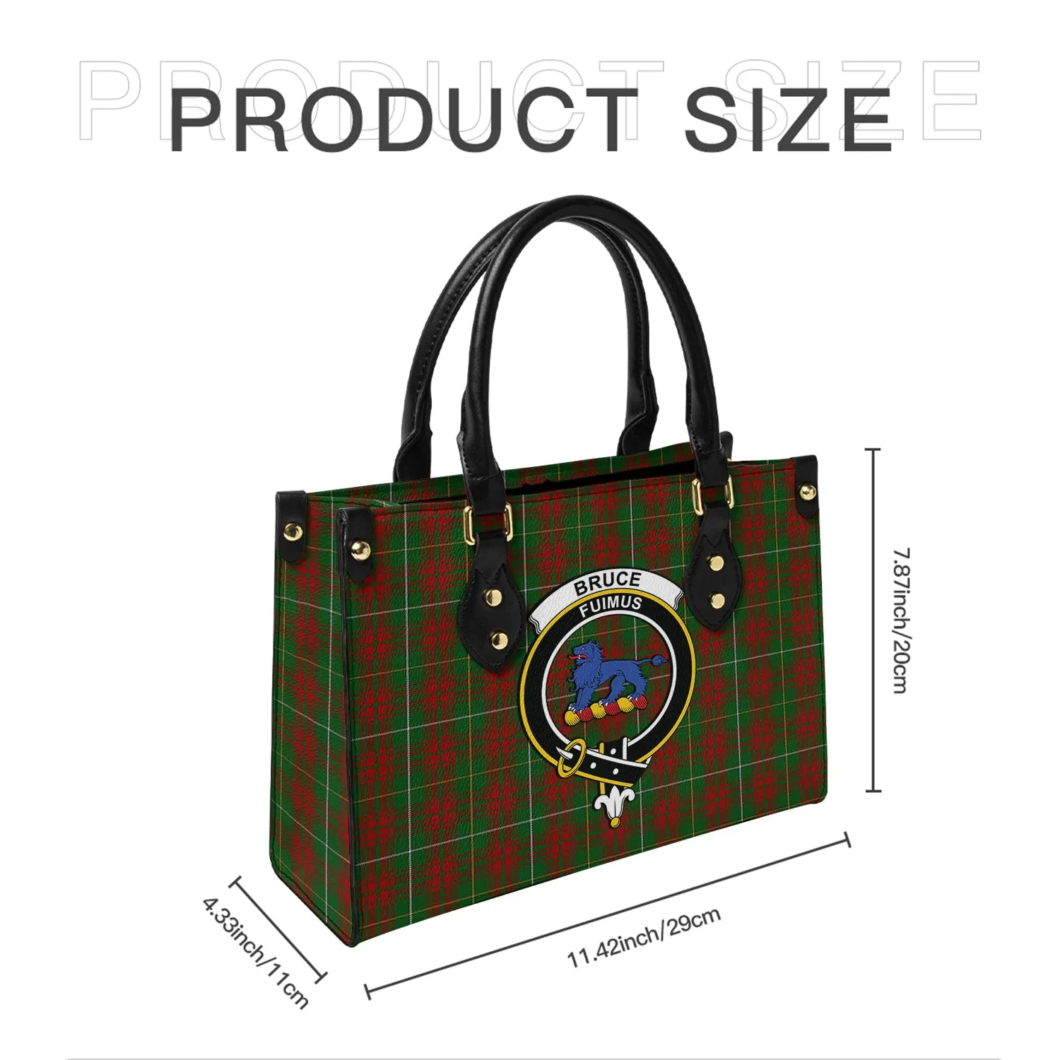 Bruce Hunting Tartan Leather Bag with Family Crest