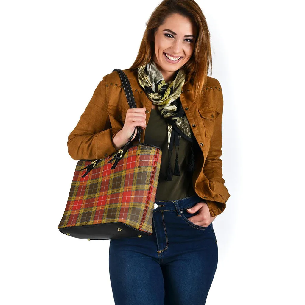 Buchanan Old Set Weathered Tartan Leather Tote Bag