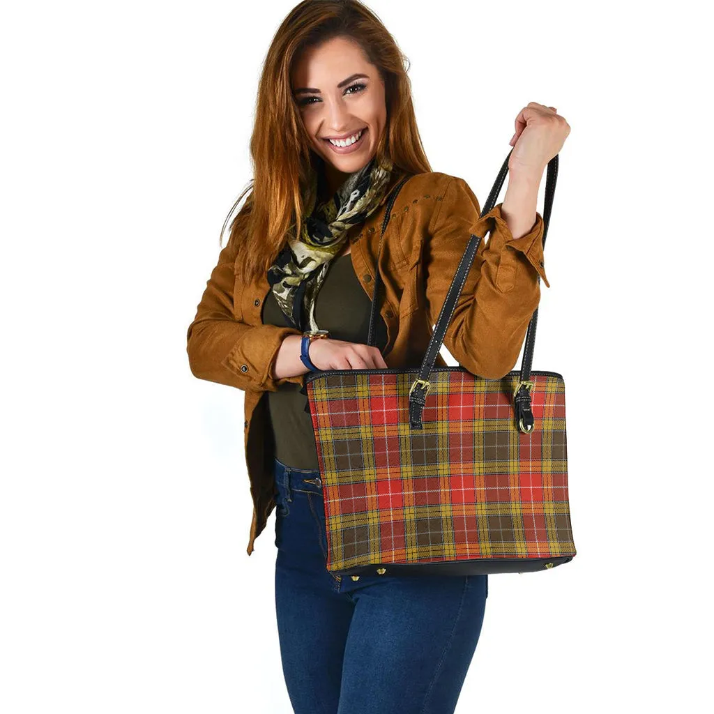 Buchanan Old Set Weathered Tartan Leather Tote Bag