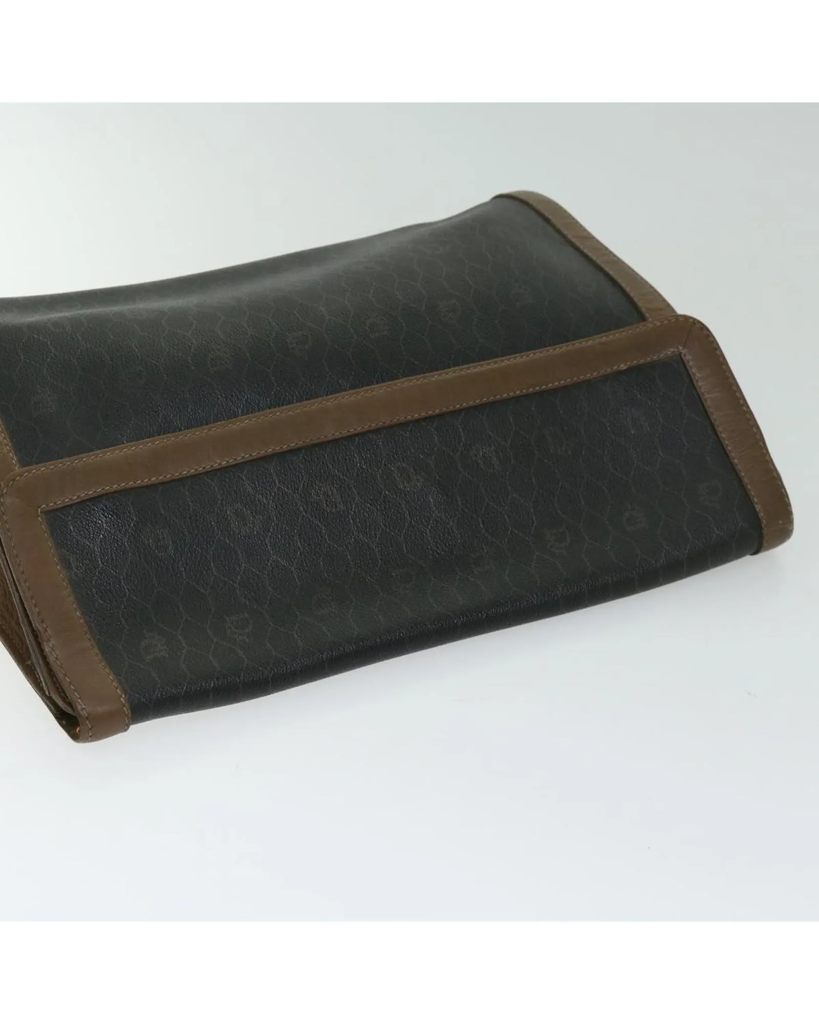 Canvas Honeycomb Clutch Bag in Black PVC Leather