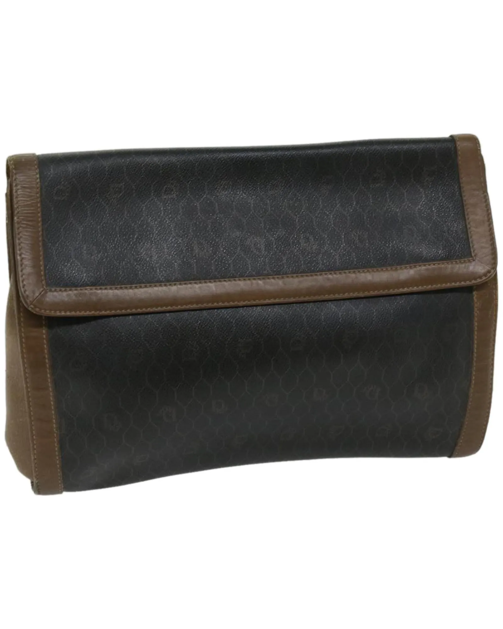 Canvas Honeycomb Clutch Bag in Black PVC Leather