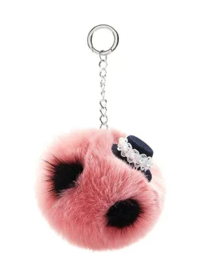 Cap Detail Pom Pom Keychain