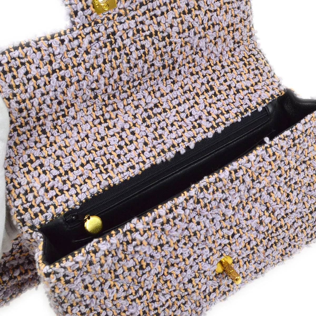 CHANEL * 1994 Classic Flap Handbag Set Purple Tweed