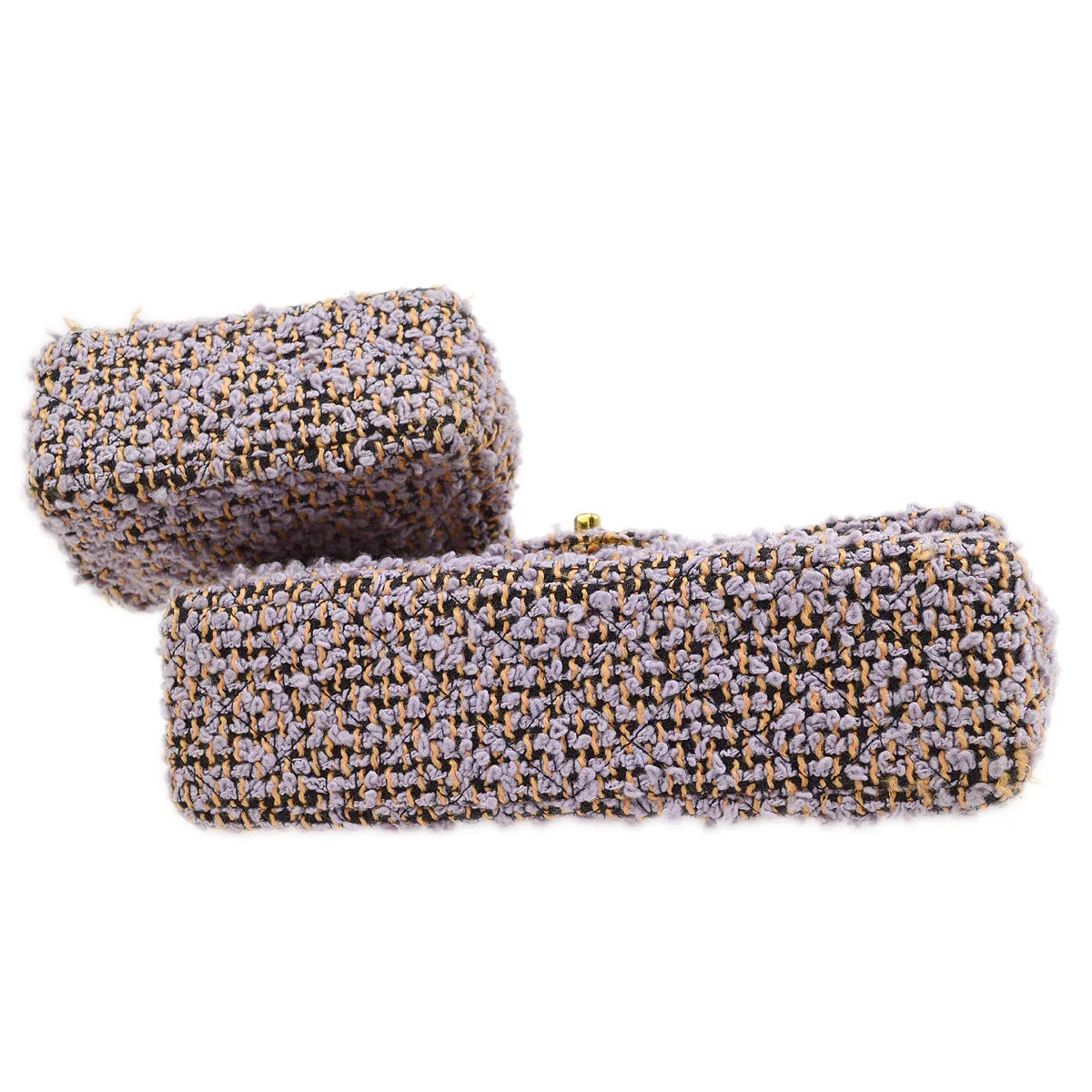 CHANEL * 1994 Classic Flap Handbag Set Purple Tweed