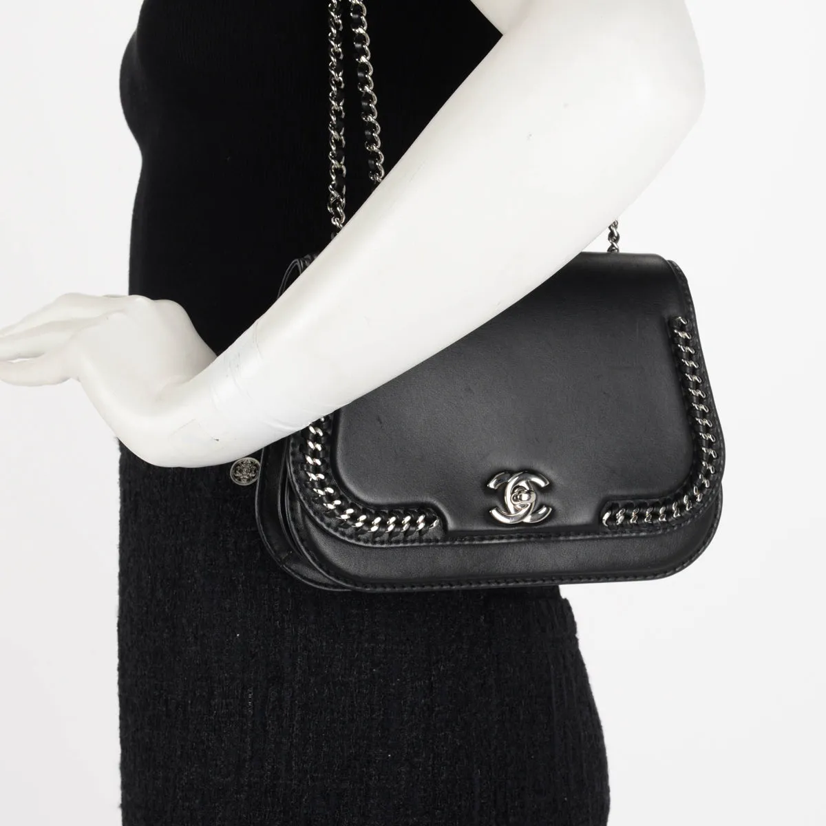 Chanel Black Lambskin Small Braided Chic Flap Bag