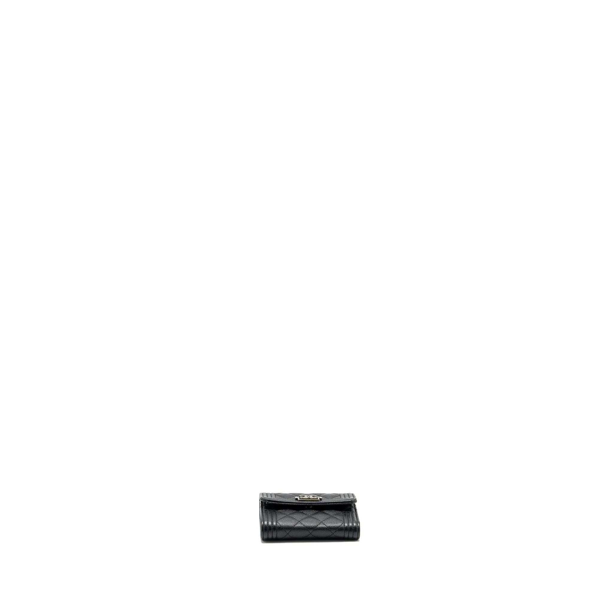 Chanel Boy flap compact wallet caviar black ruthenium hardware