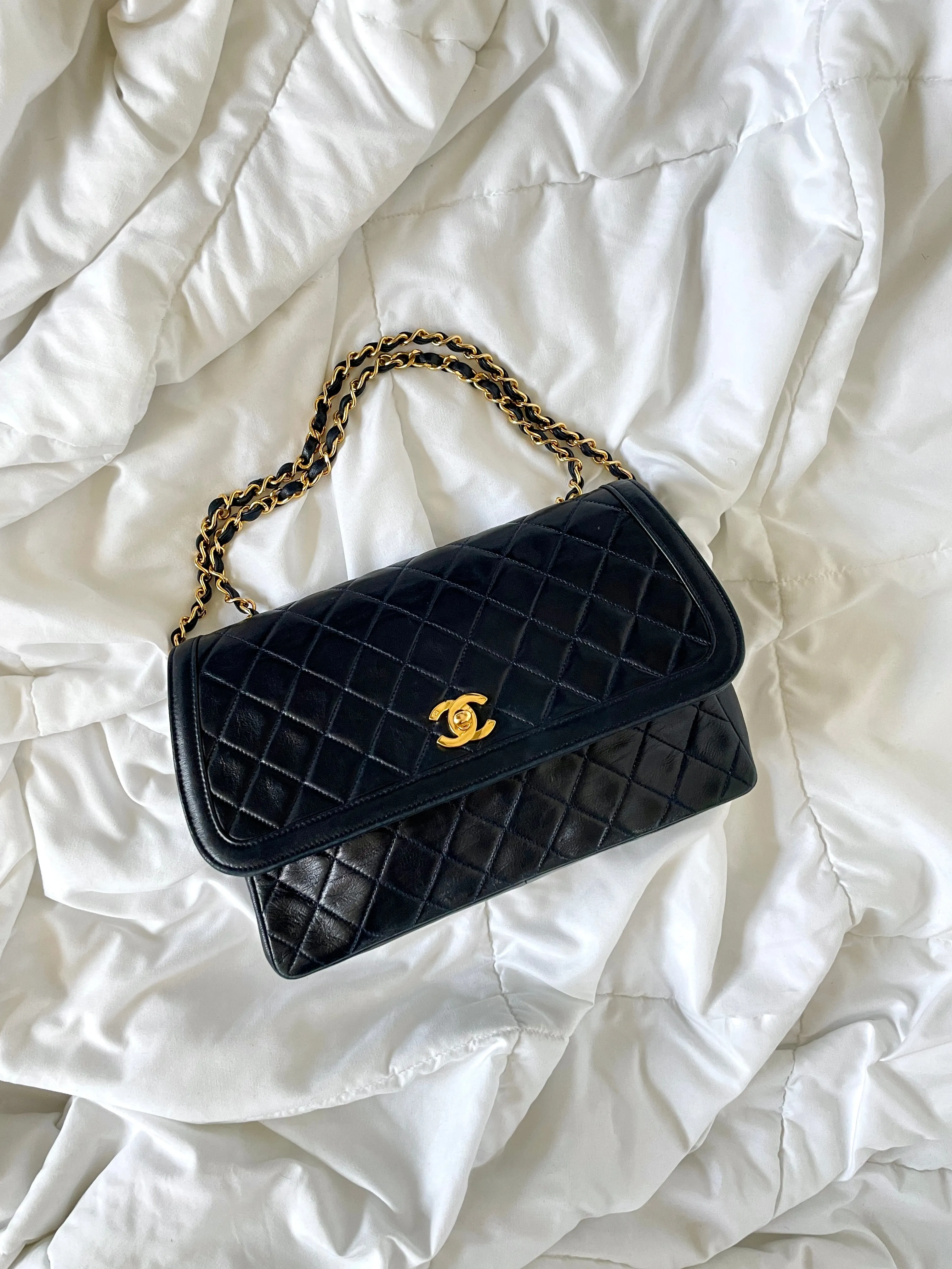 Chanel Dark Navy Lambskin Classic Half Flap