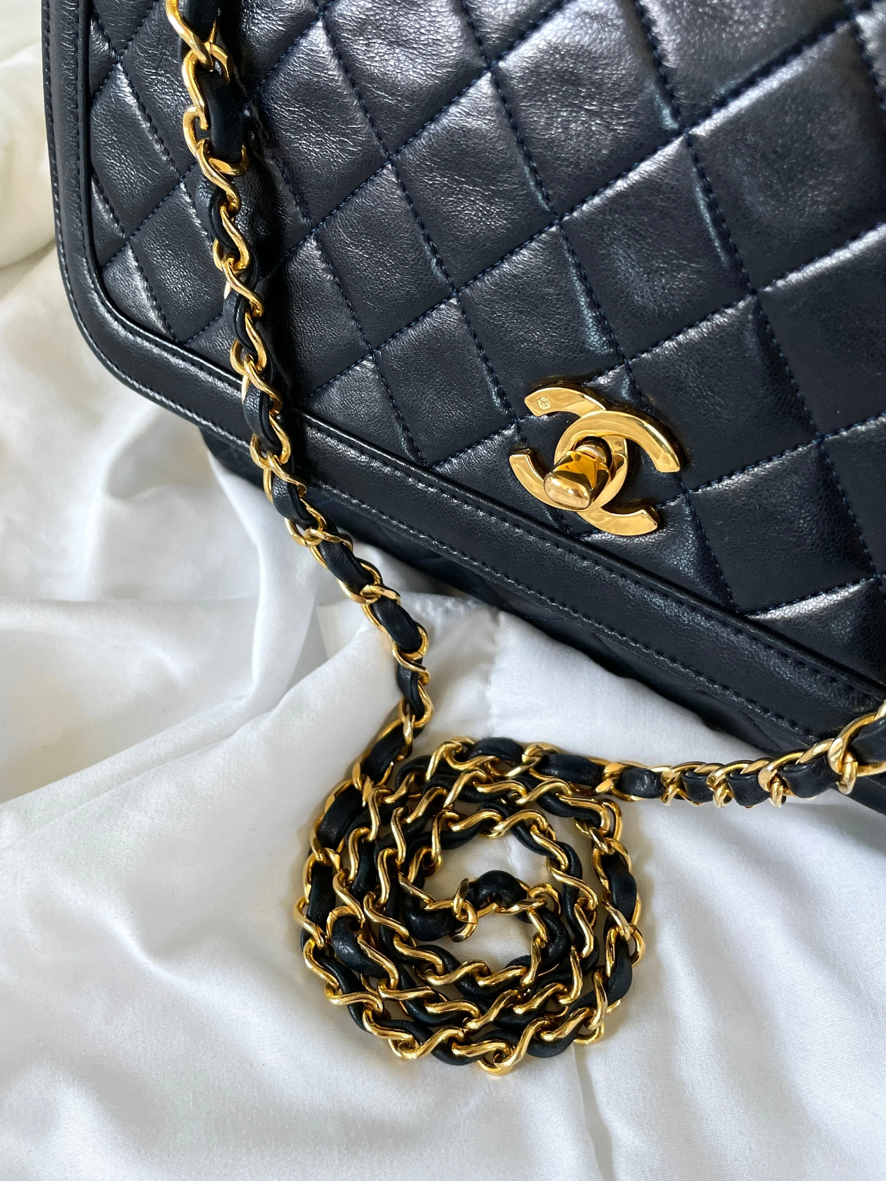 Chanel Dark Navy Lambskin Classic Half Flap