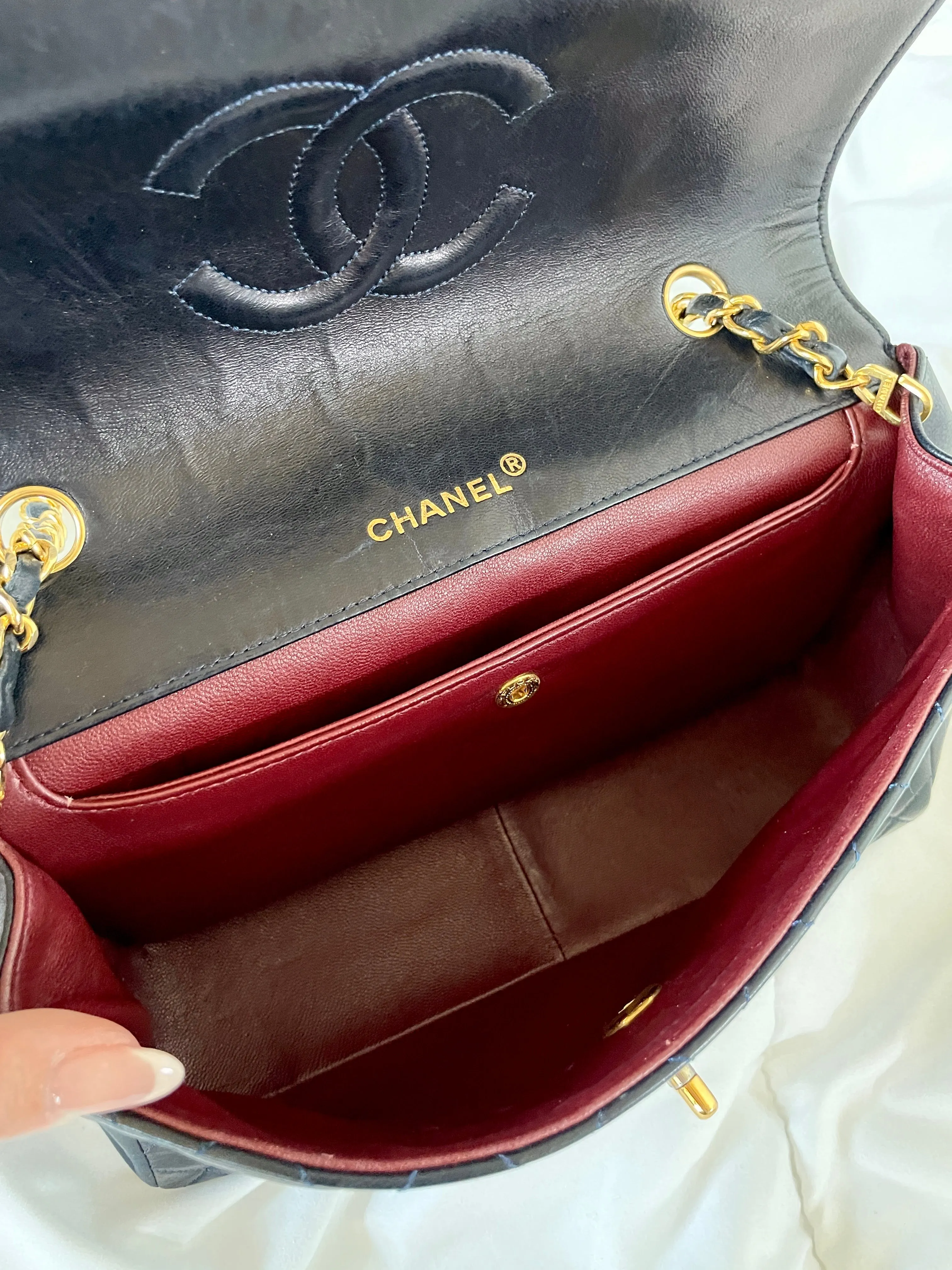Chanel Dark Navy Lambskin Classic Half Flap