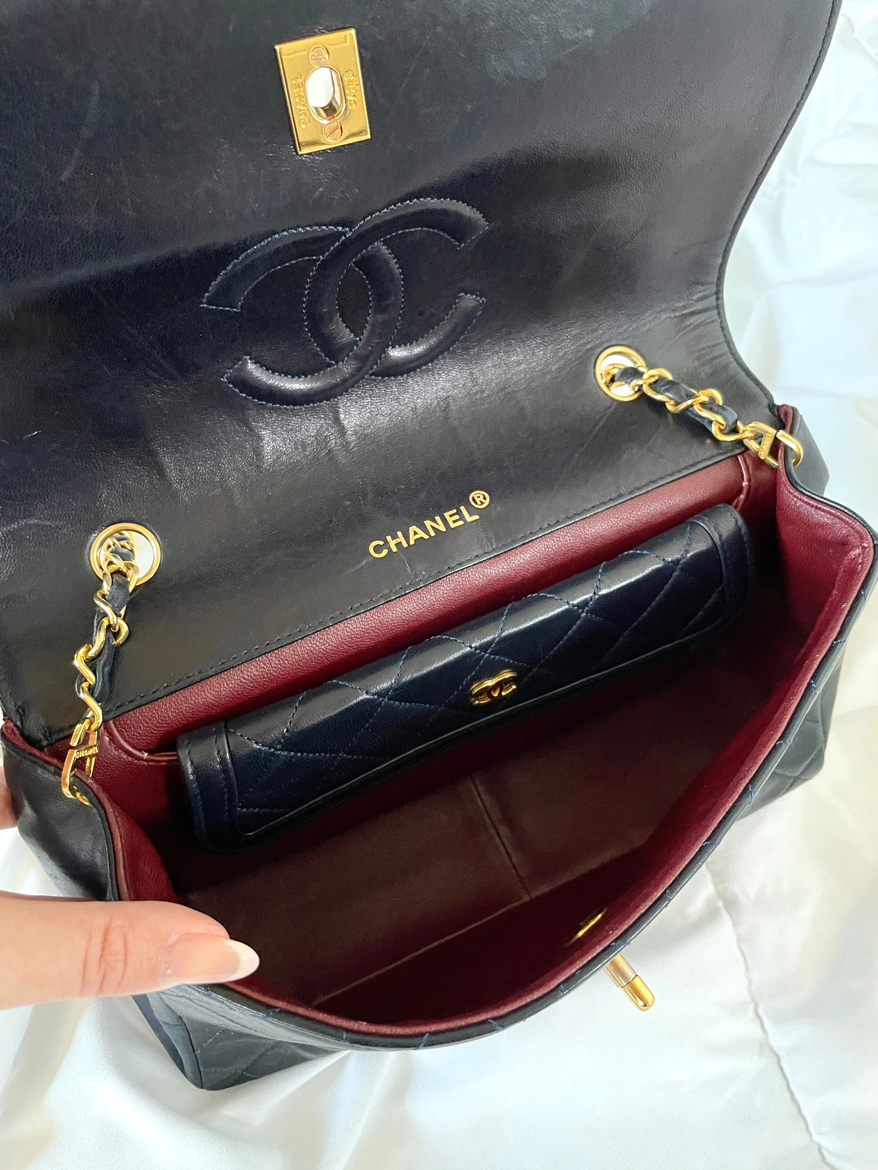Chanel Dark Navy Lambskin Classic Half Flap