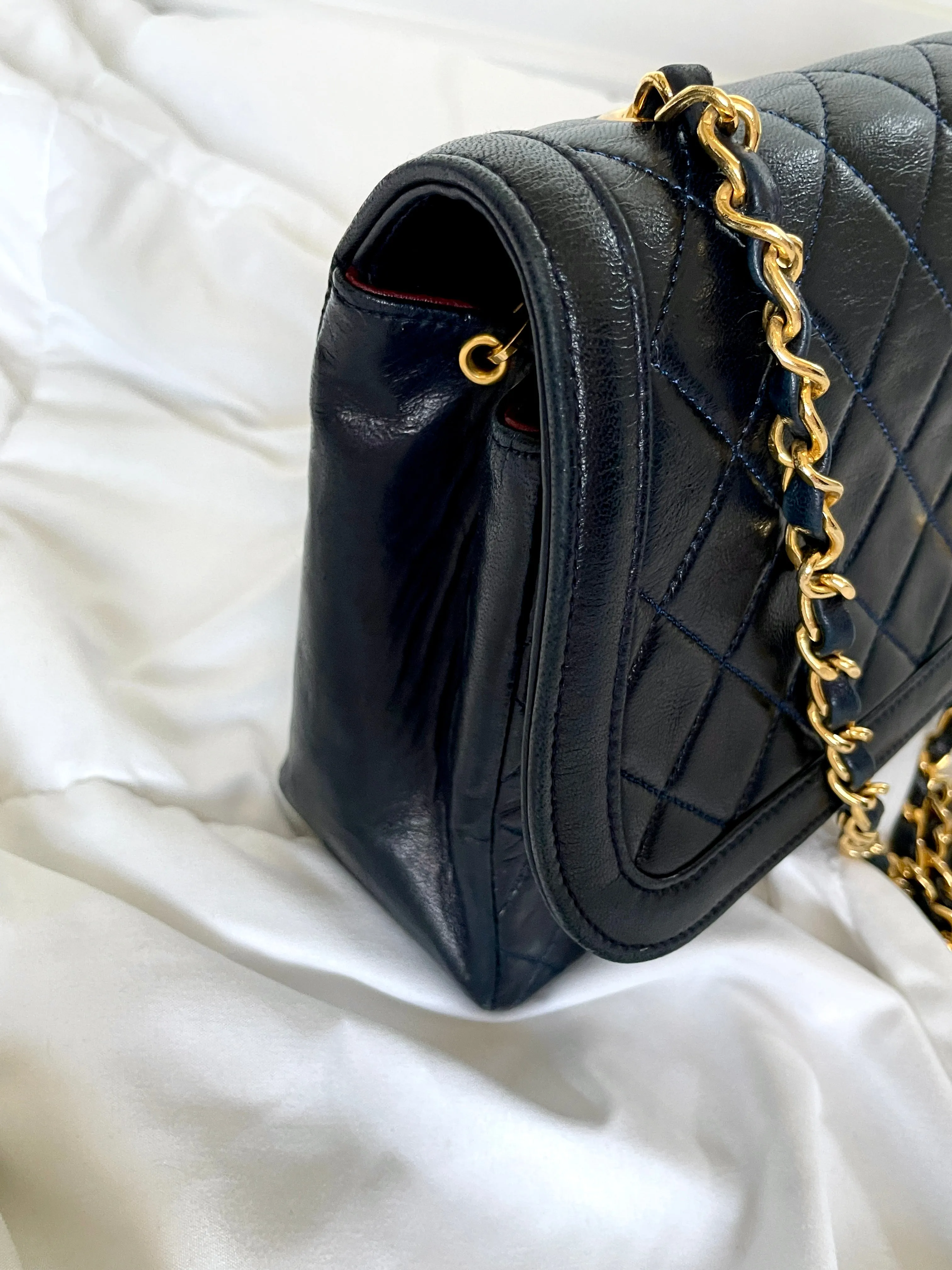 Chanel Dark Navy Lambskin Classic Half Flap