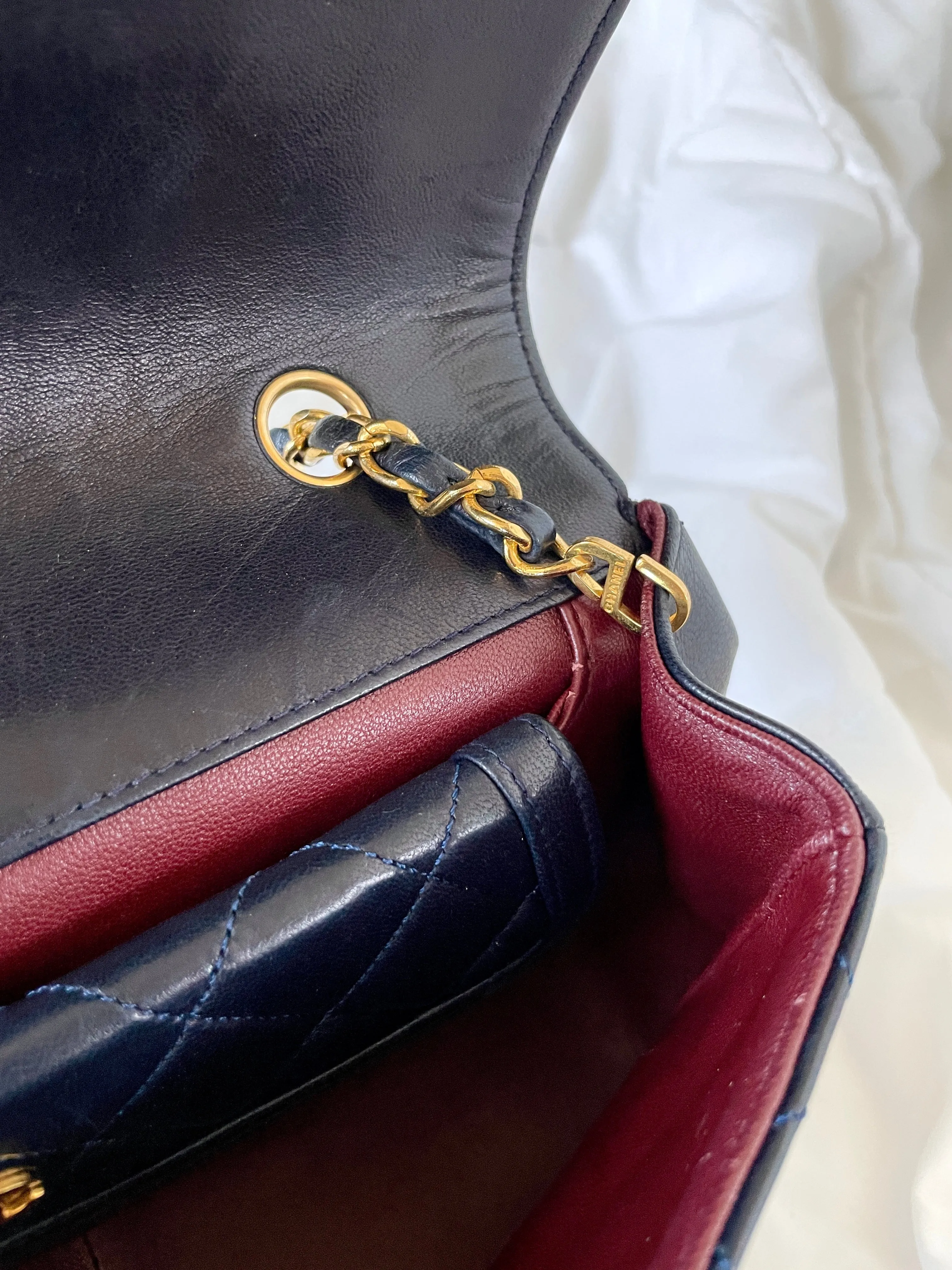 Chanel Dark Navy Lambskin Classic Half Flap