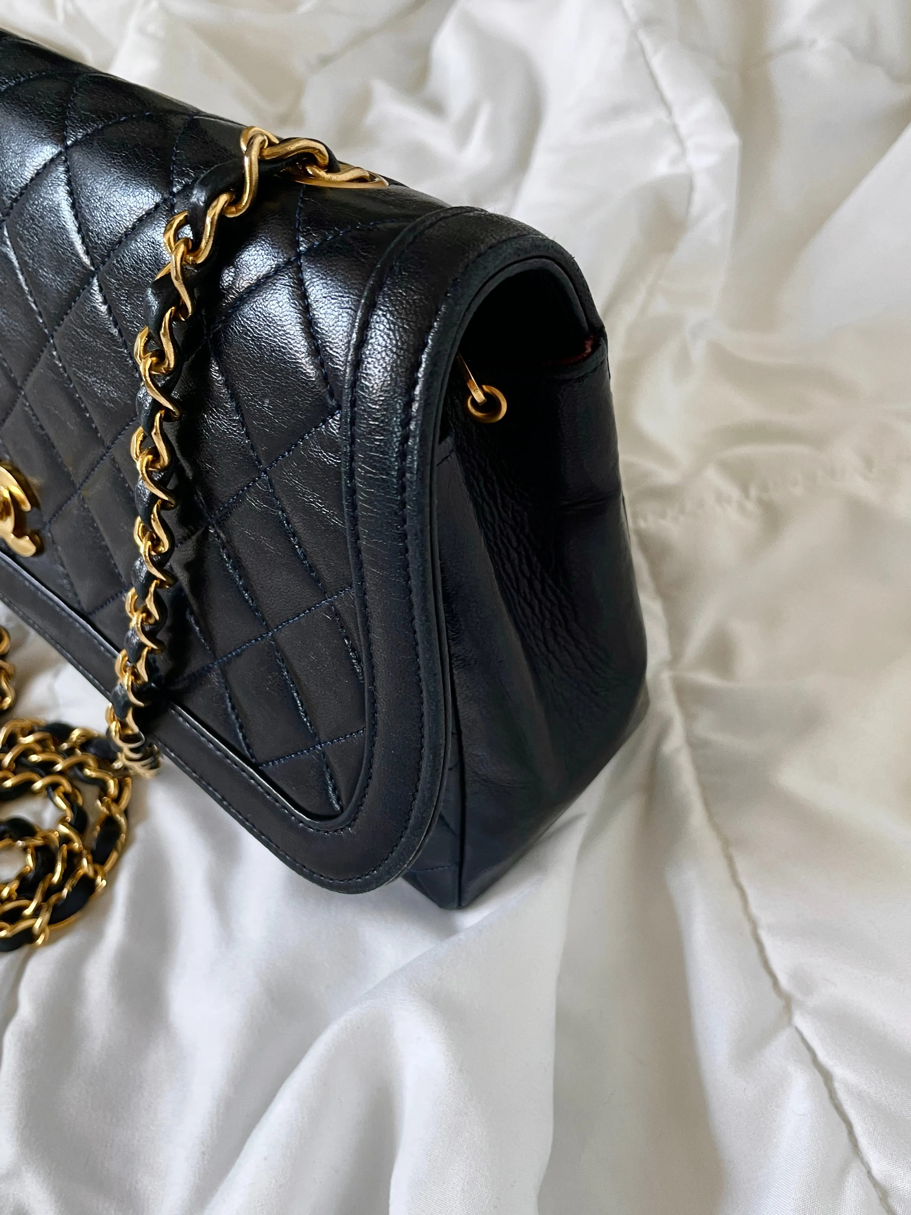 Chanel Dark Navy Lambskin Classic Half Flap
