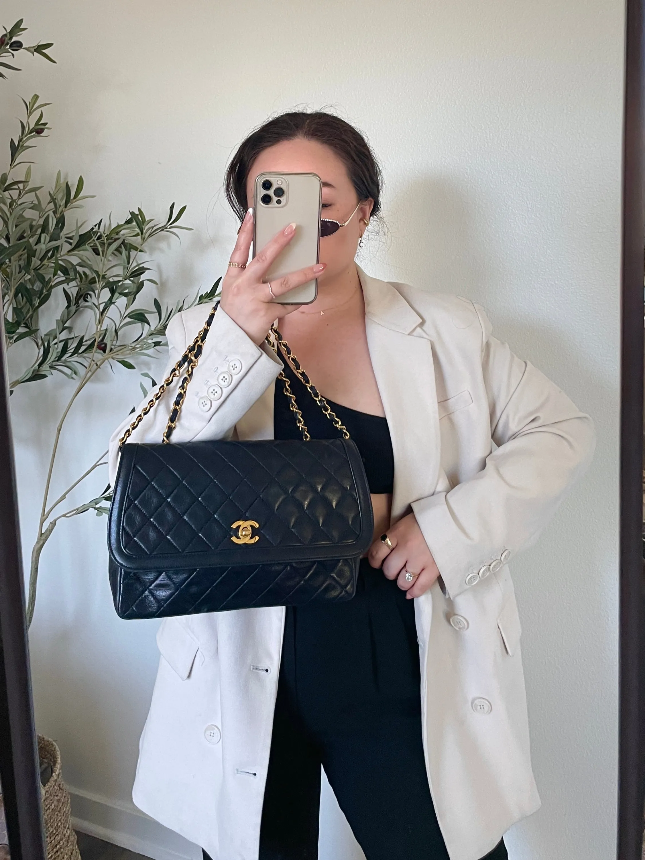Chanel Dark Navy Lambskin Classic Half Flap