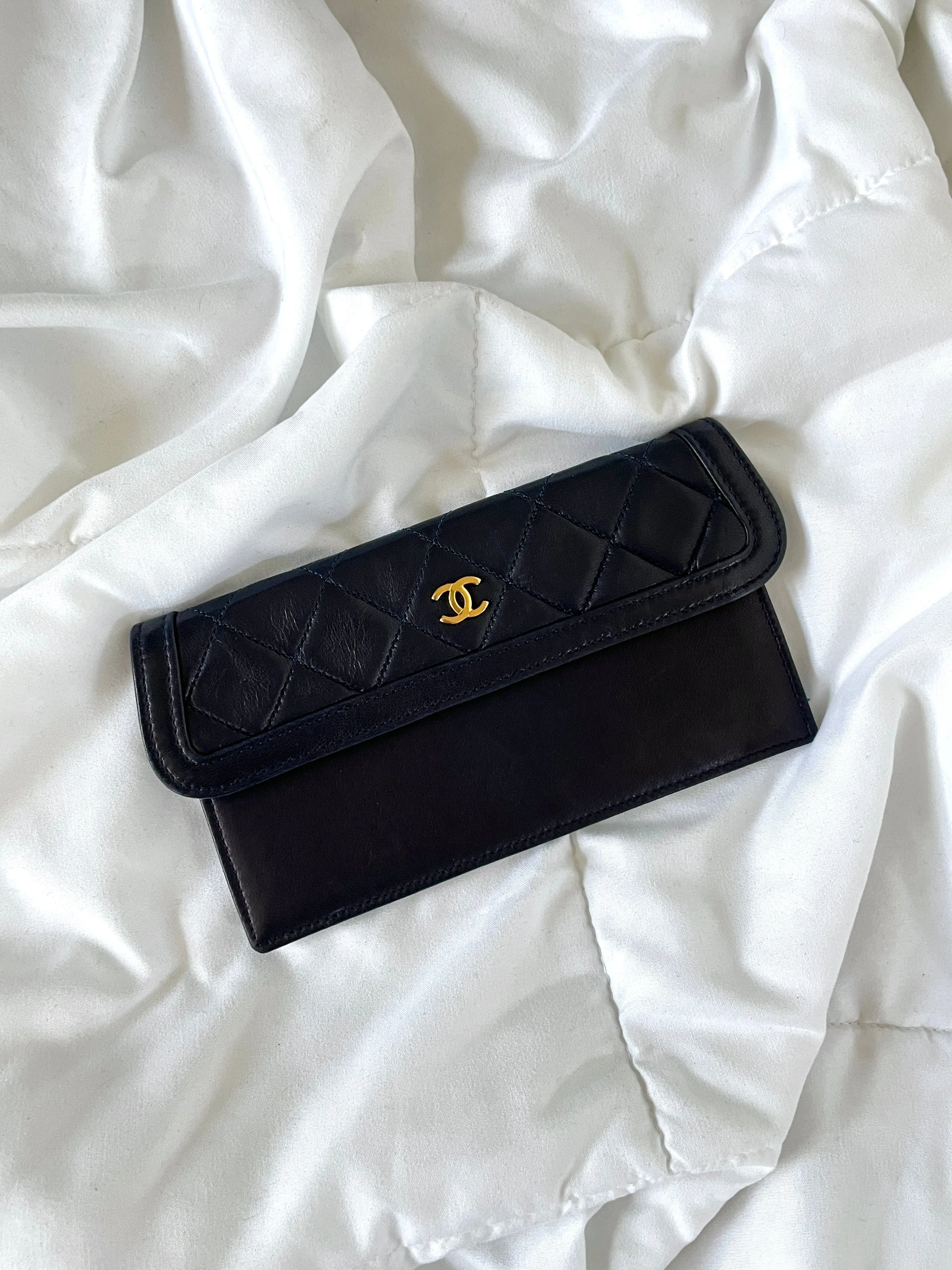Chanel Dark Navy Lambskin Classic Half Flap