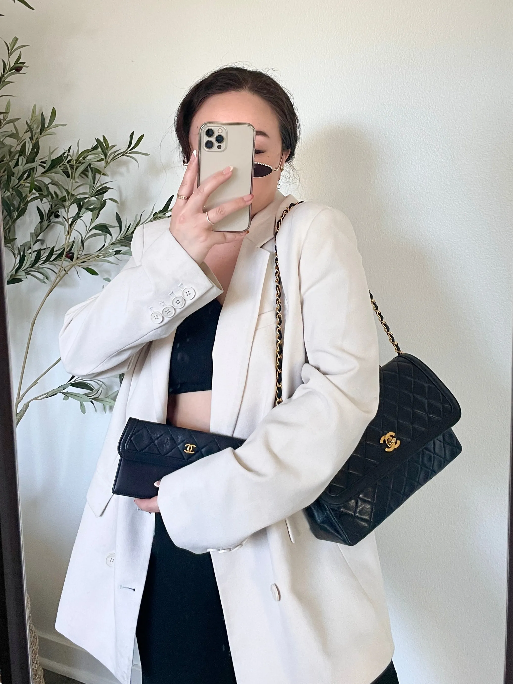 Chanel Dark Navy Lambskin Classic Half Flap
