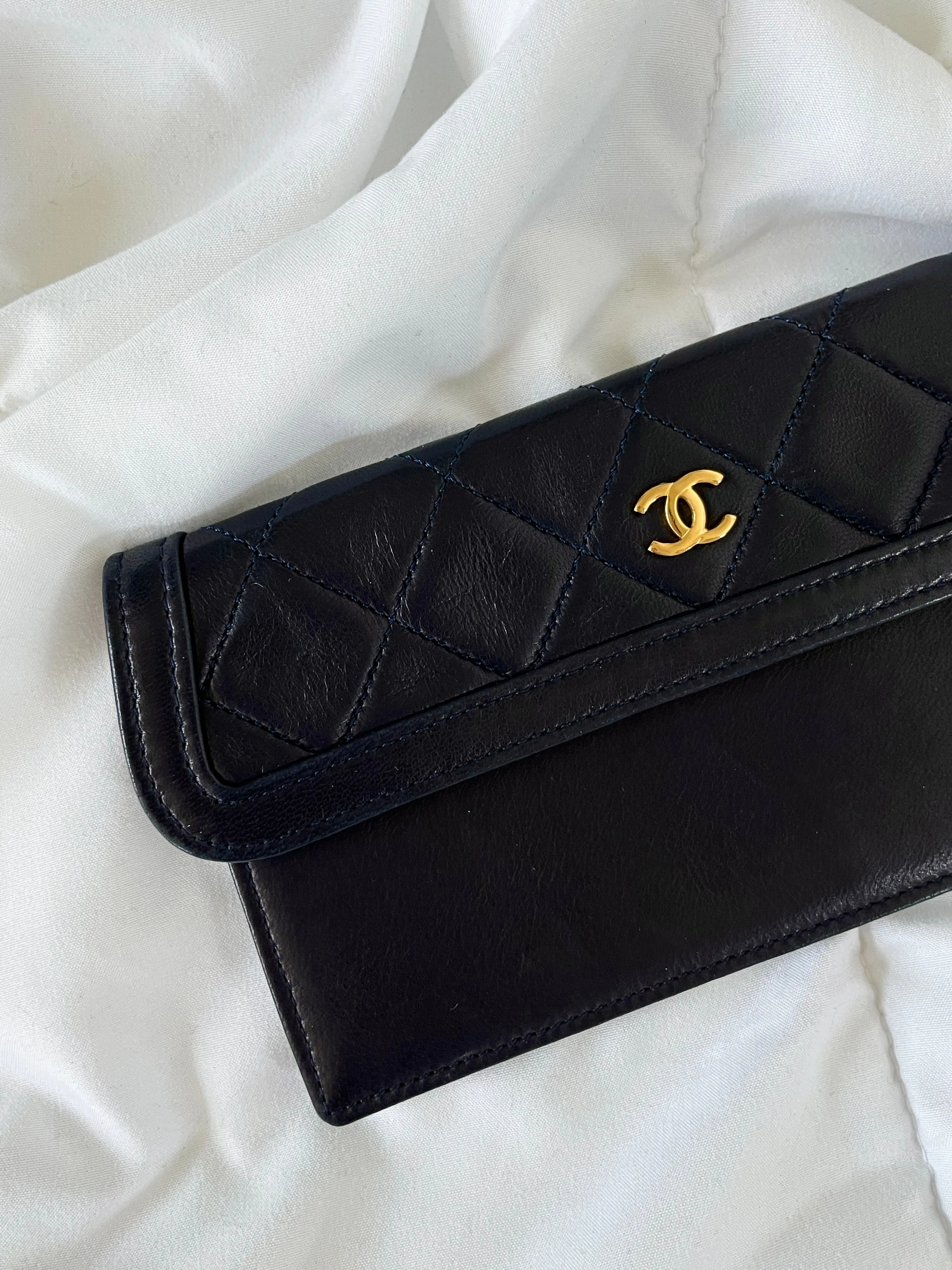 Chanel Dark Navy Lambskin Classic Half Flap