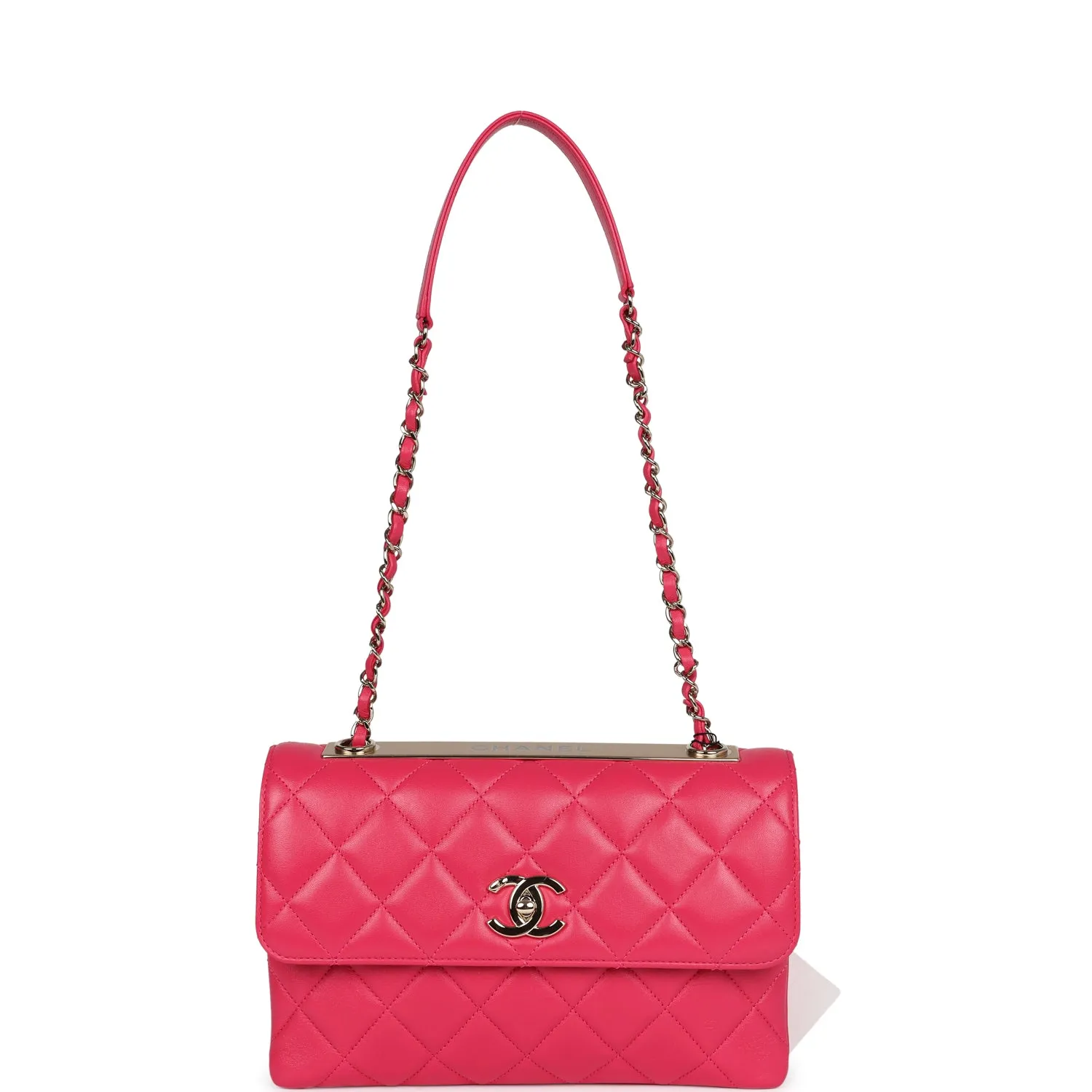 Chanel Medium Trendy CC Flap Bag Dark Pink Lambskin Light Gold Hardware