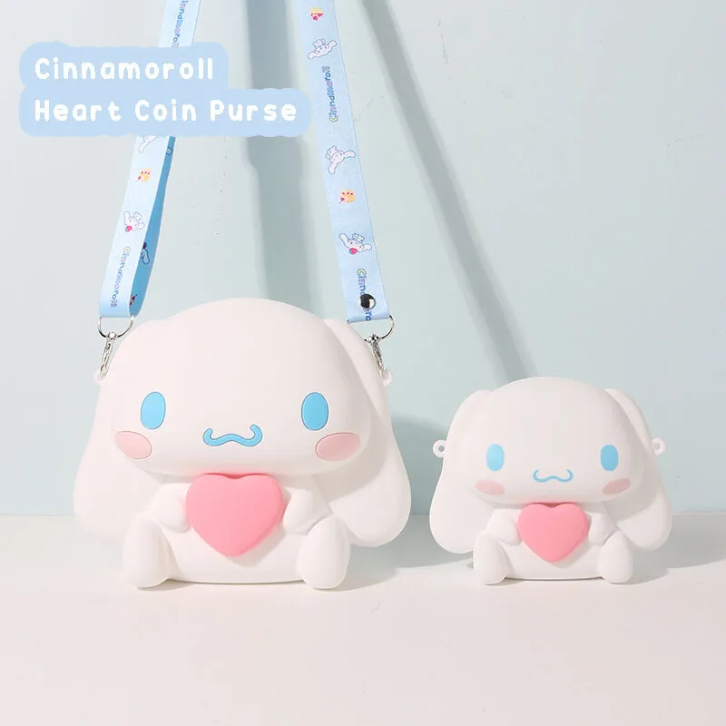 Cinnamoroll Heart Squishy Silicone Coin Purse With Strap