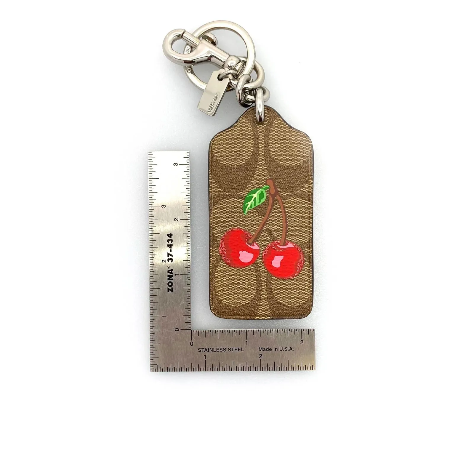 Coach F26853 Signature Cherry Bag Charm Keychain Key Ring Tag Charm Pre-Owned