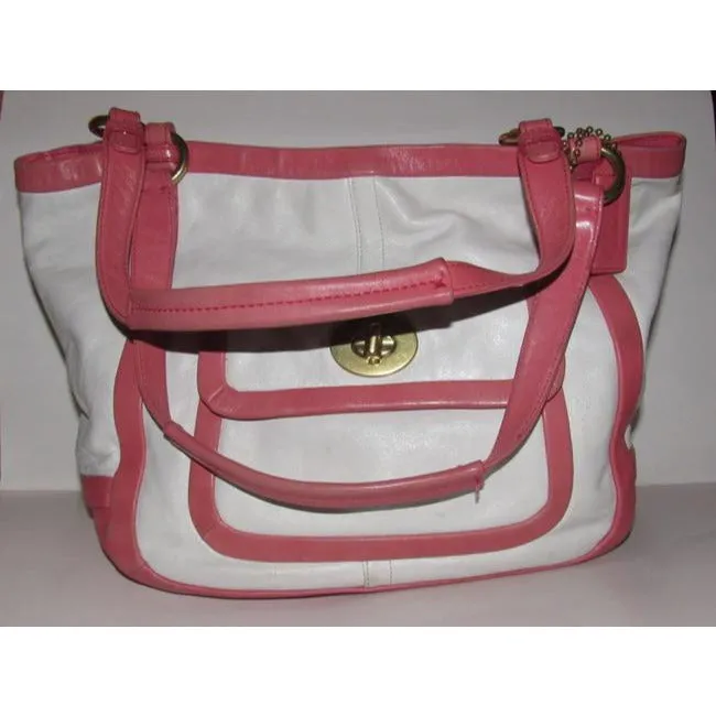 Coach Vintage Pursesdesigner Purses Buttery Soft White And Pink Leather With Gold Hardware Satchel