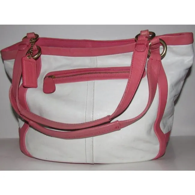 Coach Vintage Pursesdesigner Purses Buttery Soft White And Pink Leather With Gold Hardware Satchel