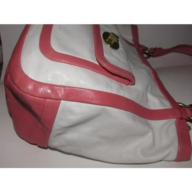 Coach Vintage Pursesdesigner Purses Buttery Soft White And Pink Leather With Gold Hardware Satchel