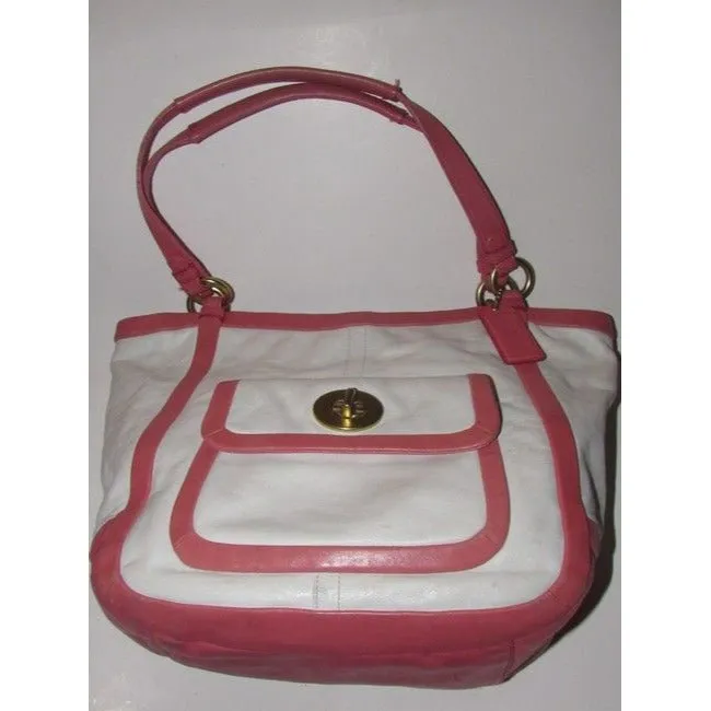 Coach Vintage Pursesdesigner Purses Buttery Soft White And Pink Leather With Gold Hardware Satchel