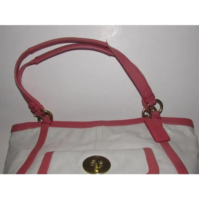 Coach Vintage Pursesdesigner Purses Buttery Soft White And Pink Leather With Gold Hardware Satchel