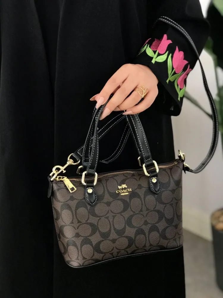 COACH Women's Handbag with Long Belt - Authentic & Stylish (Black/Brown)