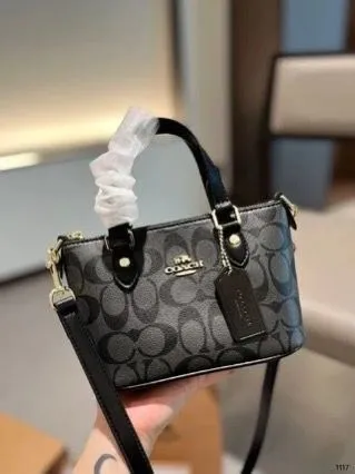 COACH Women's Handbag with Long Belt - Authentic & Stylish (Black/Brown)