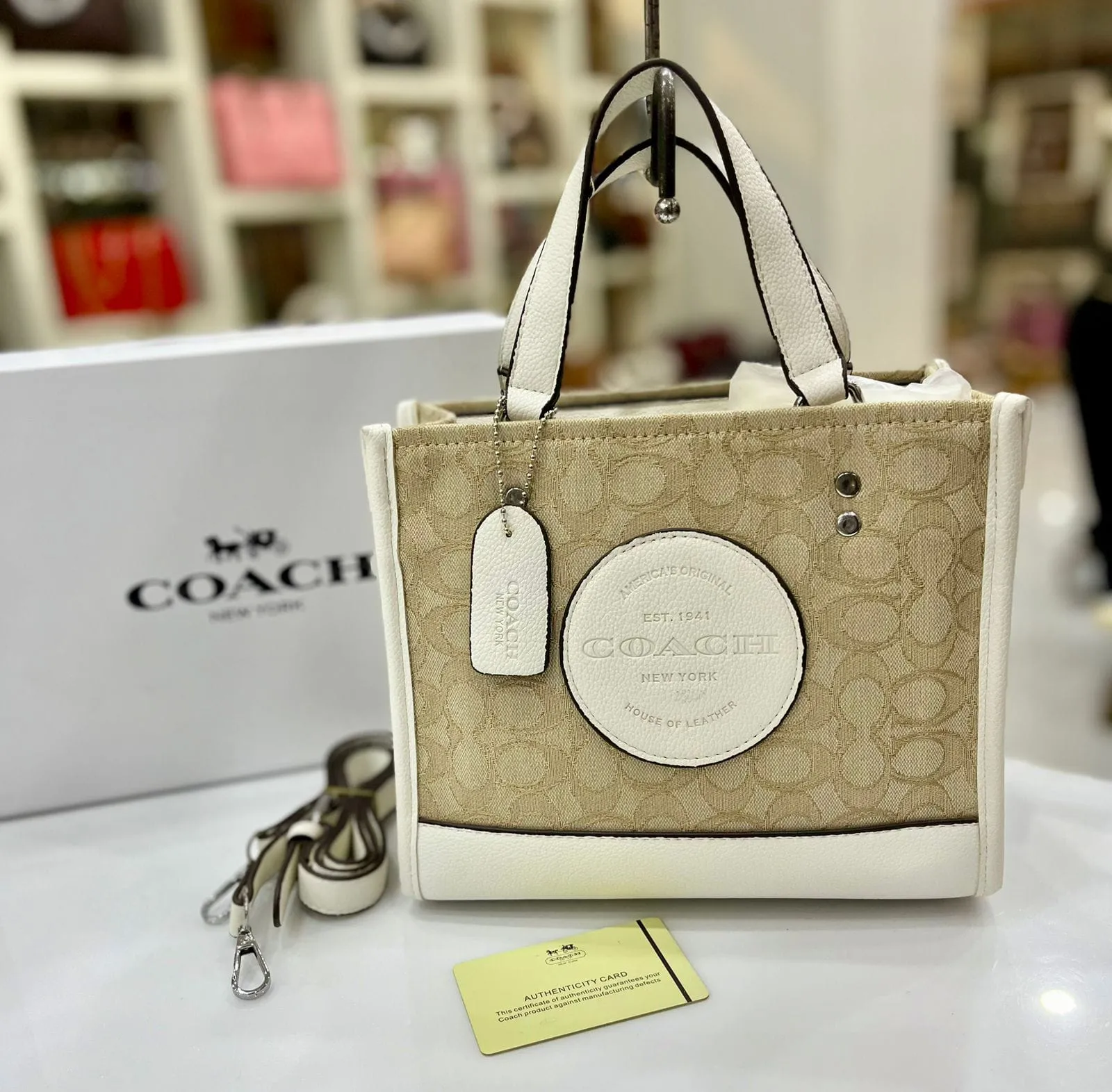 Coach Women's Handbag with Long Belt (Beige / Off White)