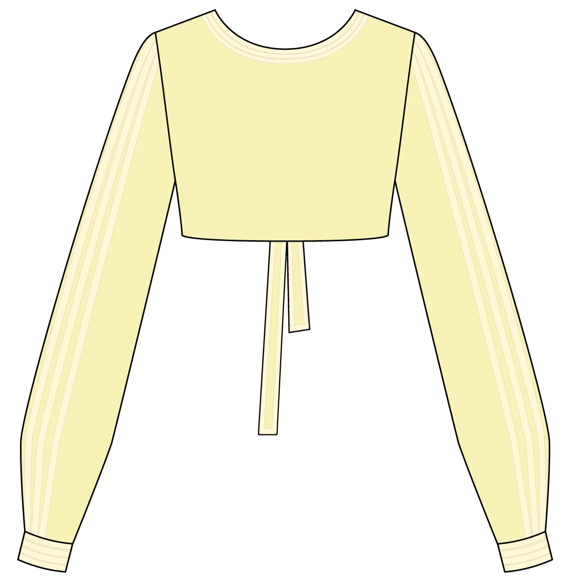 Cropped Silk Blouse with Hand-bound Pleated Sleeves