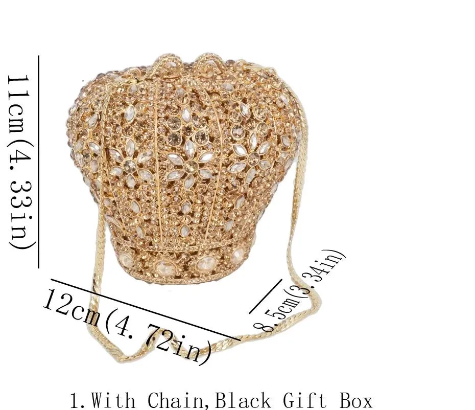 Crystal Crown Designer Purse Wedding Prom Evening Bag Wristlets