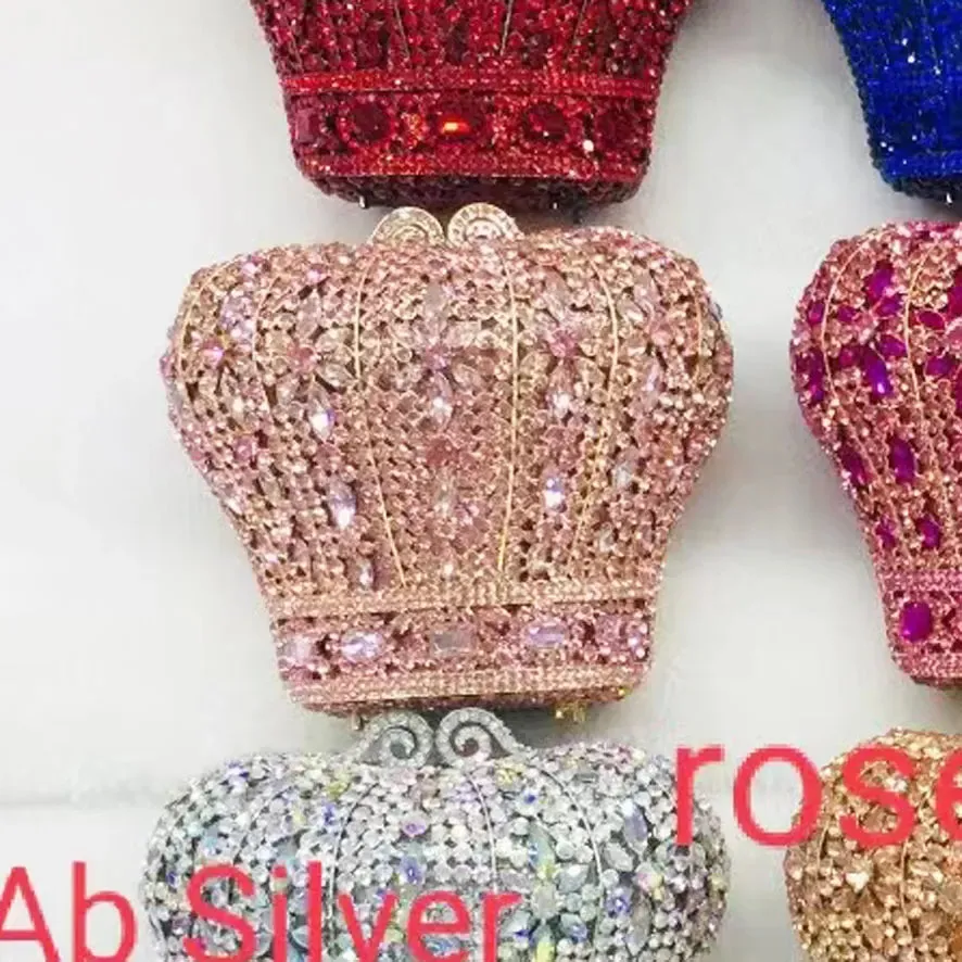 Crystal Crown Designer Purse Wedding Prom Evening Bag Wristlets