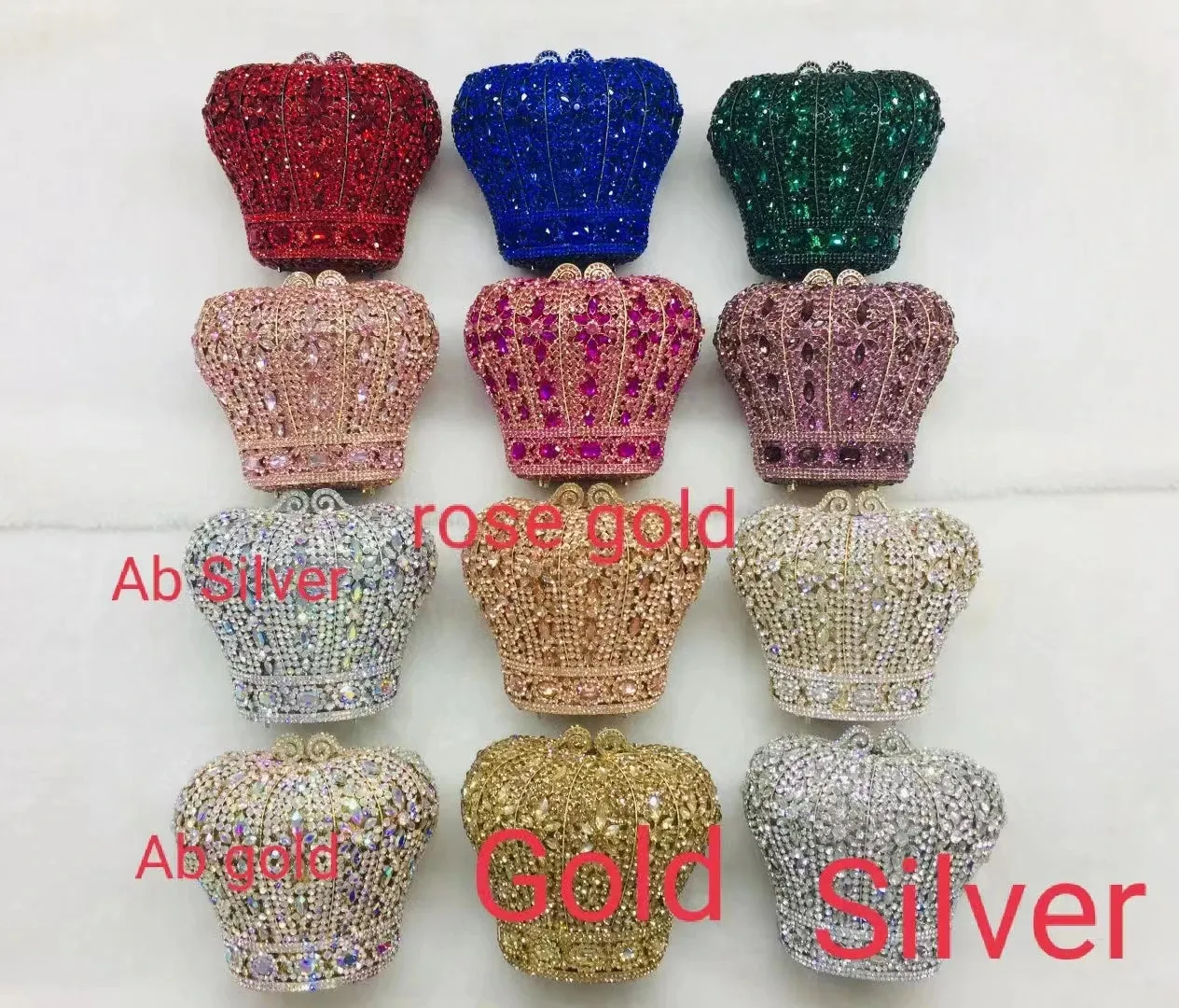 Crystal Crown Designer Purse Wedding Prom Evening Bag Wristlets