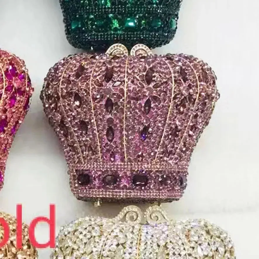 Crystal Crown Designer Purse Wedding Prom Evening Bag Wristlets