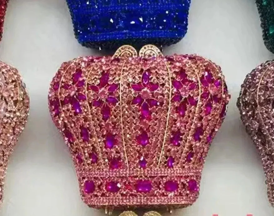 Crystal Crown Designer Purse Wedding Prom Evening Bag Wristlets