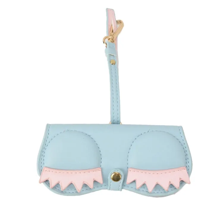 Cute And Funny PU Sunglasses Case Portable Glasses Case With Hanging Buckle, Colour: Eyelashes