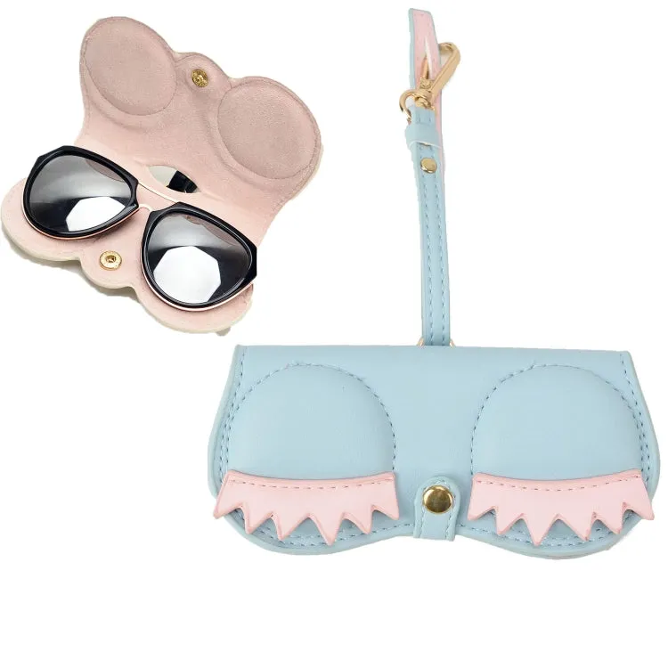 Cute And Funny PU Sunglasses Case Portable Glasses Case With Hanging Buckle, Colour: Eyelashes