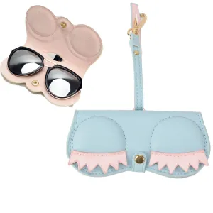 Cute And Funny PU Sunglasses Case Portable Glasses Case With Hanging Buckle, Colour: Eyelashes