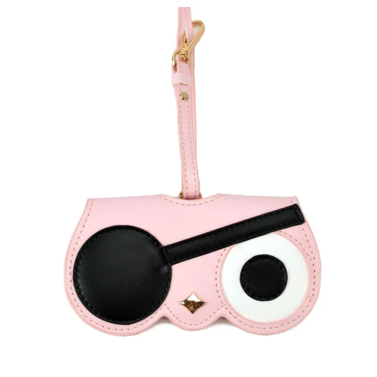 Cute And Funny PU Sunglasses Case Portable Glasses Case With Hanging Buckle, Colour: One-eyed Pirate (Pink)