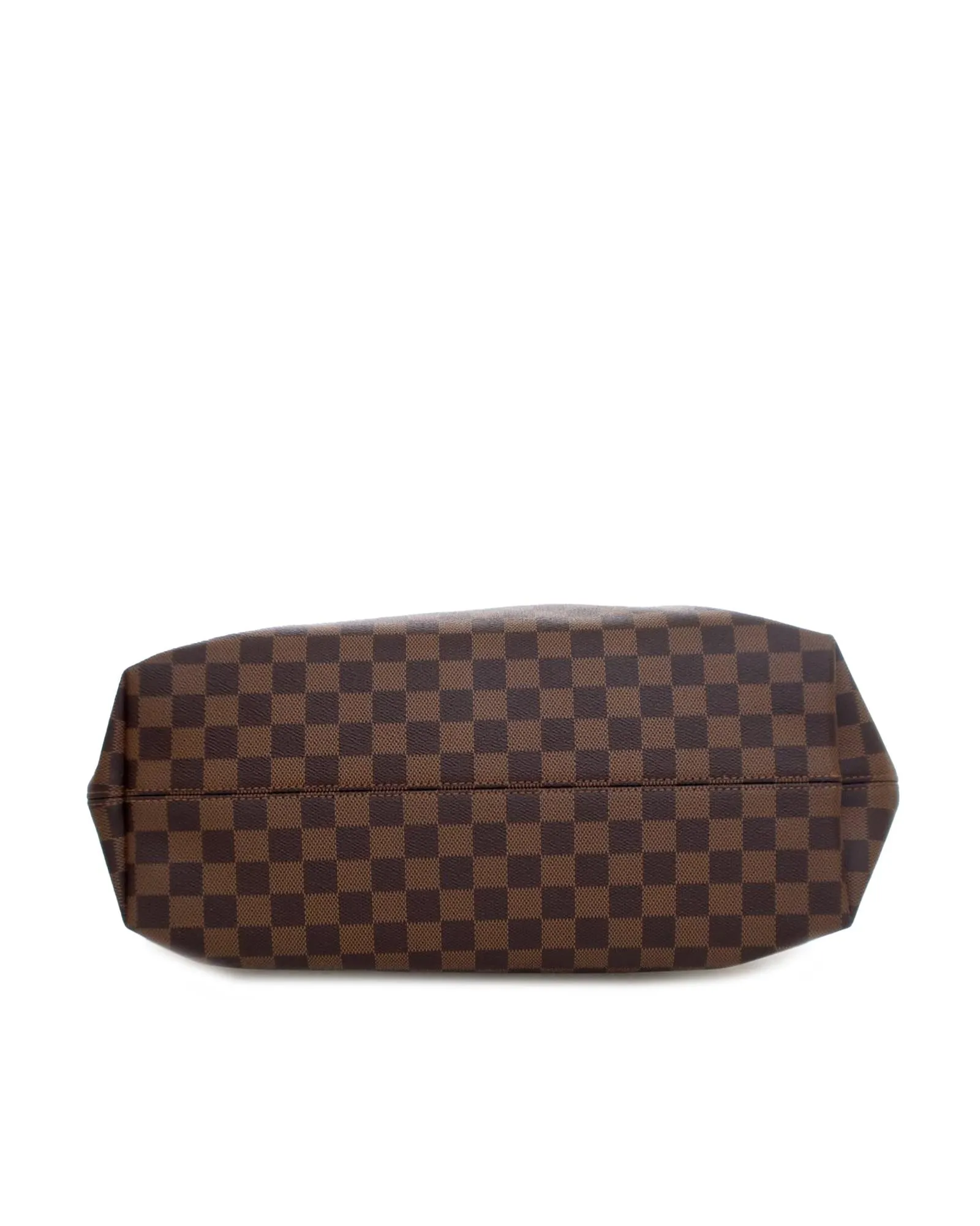 Damier Ebene Canvas Handbag with Leather Strap and Interior Zip Pocket
