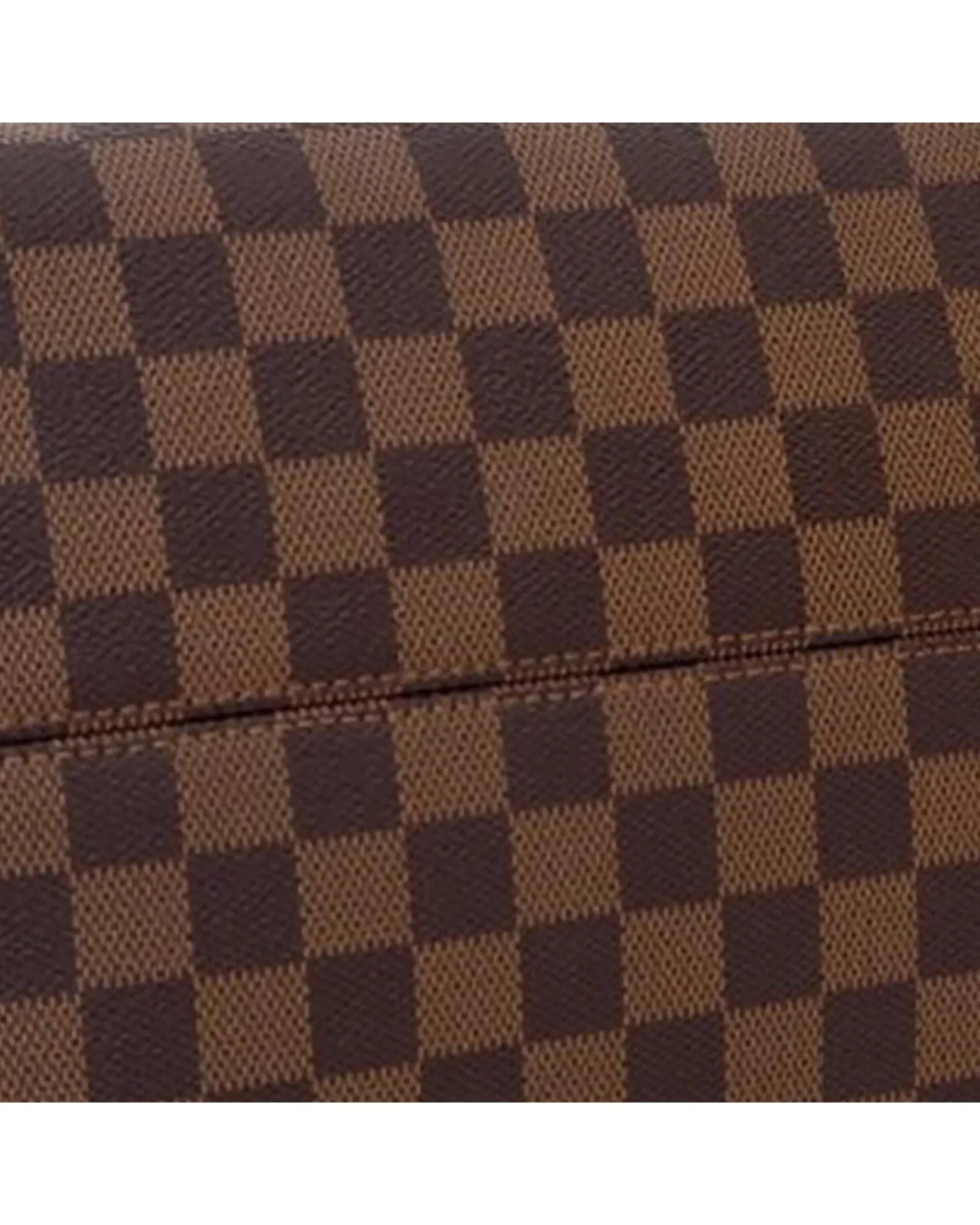 Damier Ebene Canvas Handbag with Leather Strap and Interior Zip Pocket