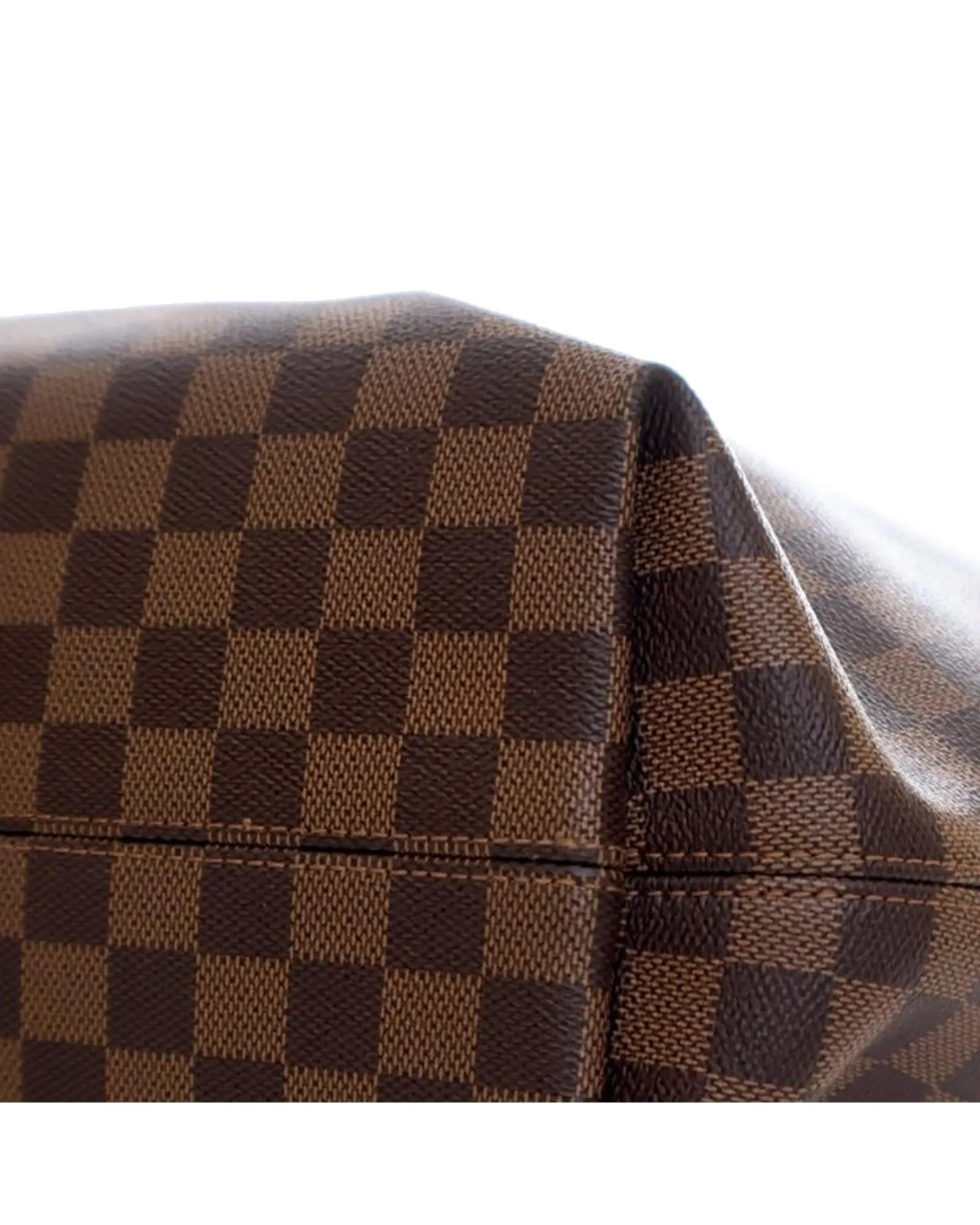 Damier Ebene Canvas Handbag with Leather Strap and Interior Zip Pocket
