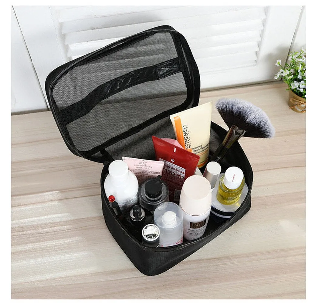 Darianrojas 1PCS Women Men Necessary Portable Cosmetic Bag Transparent Travel Organizer Fashion Large Black Toiletry Bags Makeup Pouch
