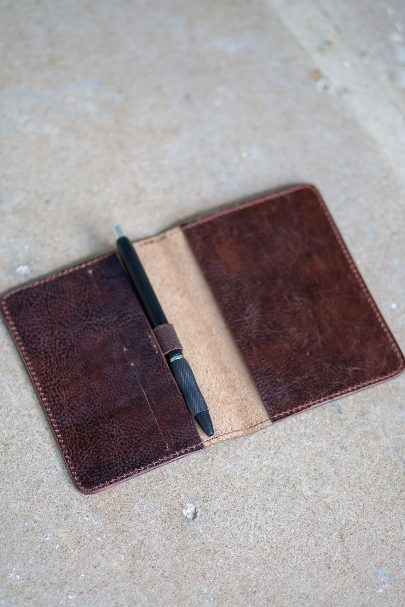 Dark Crunchy Leather Passport and Card Holder