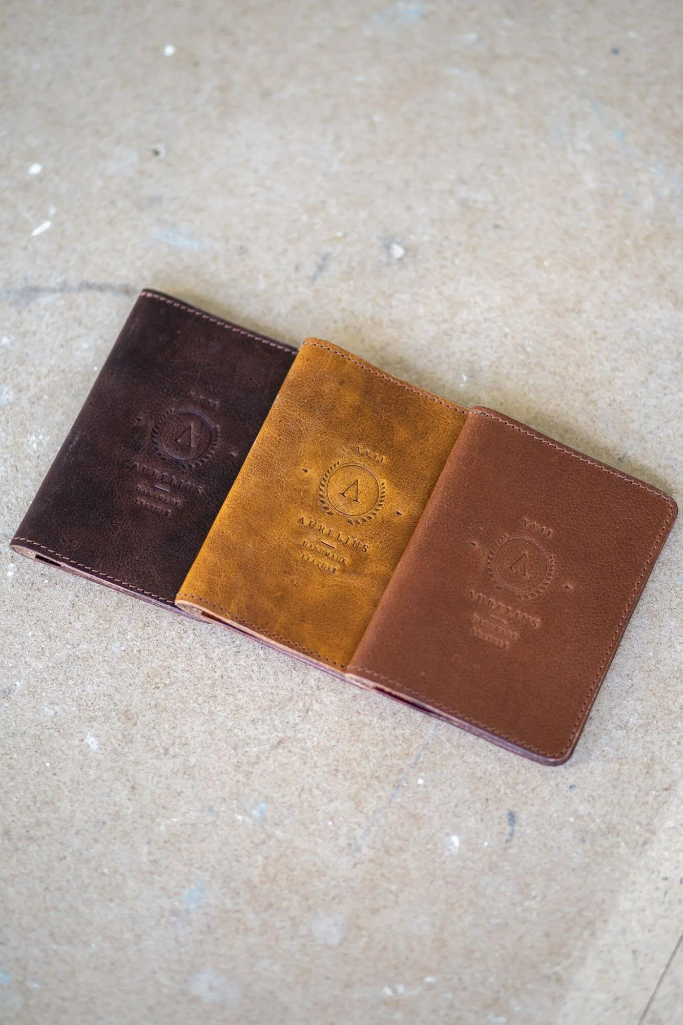 Dark Crunchy Leather Passport and Card Holder